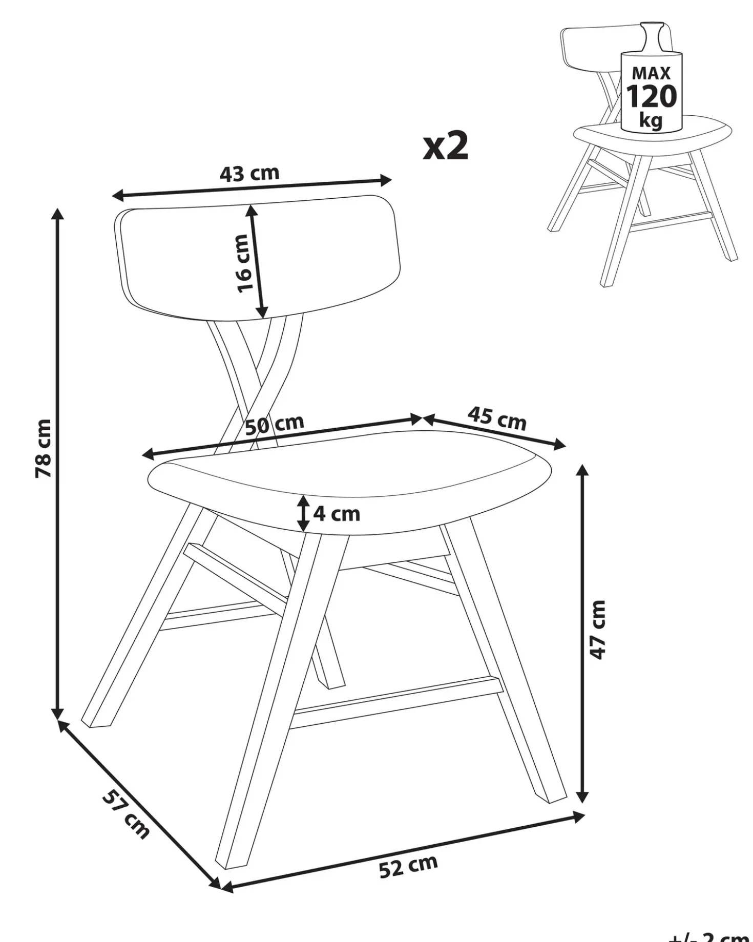 Set di 2 sedie da pranzo LELAND Legno Marrone scuro/Verde