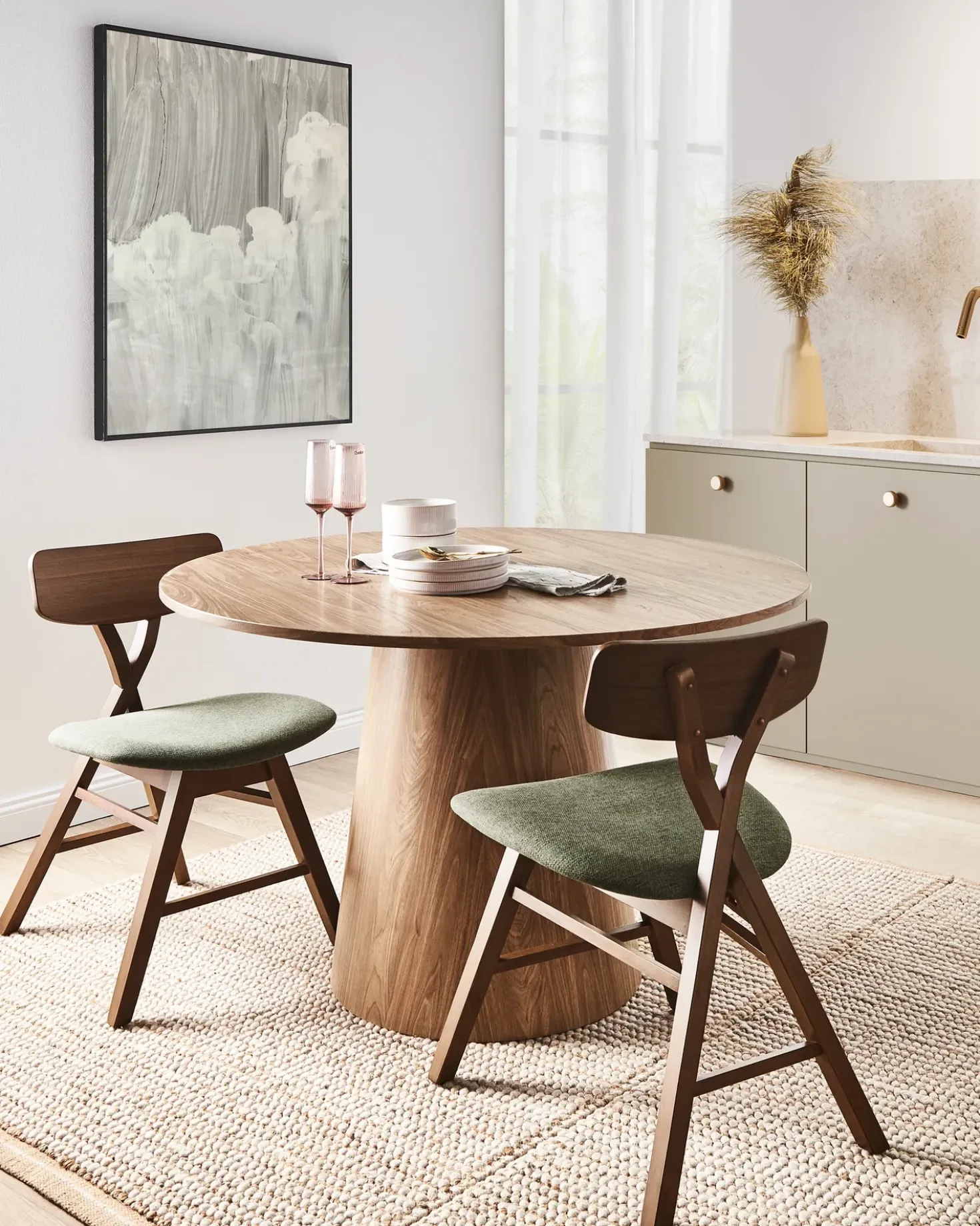 Set di 2 sedie da pranzo LELAND Legno Marrone scuro/Verde