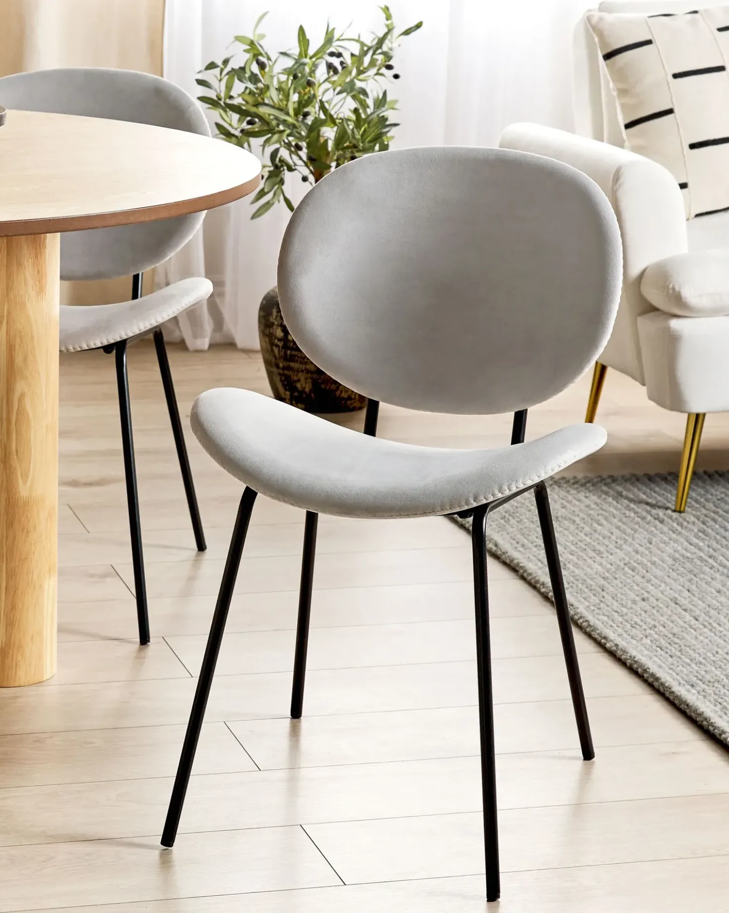 Set di 2 sedie da pranzo LUANA Velluto Grigio chiaro