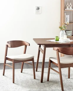 Set di 2 sedie da pranzo LILLY Tessuto Marrone/Beige
