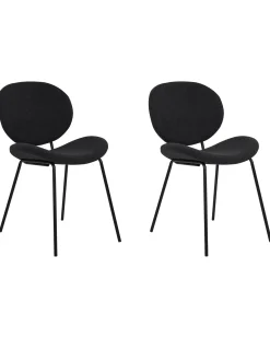 Set di 2 sedie da pranzo LUANA Bouclé Nero