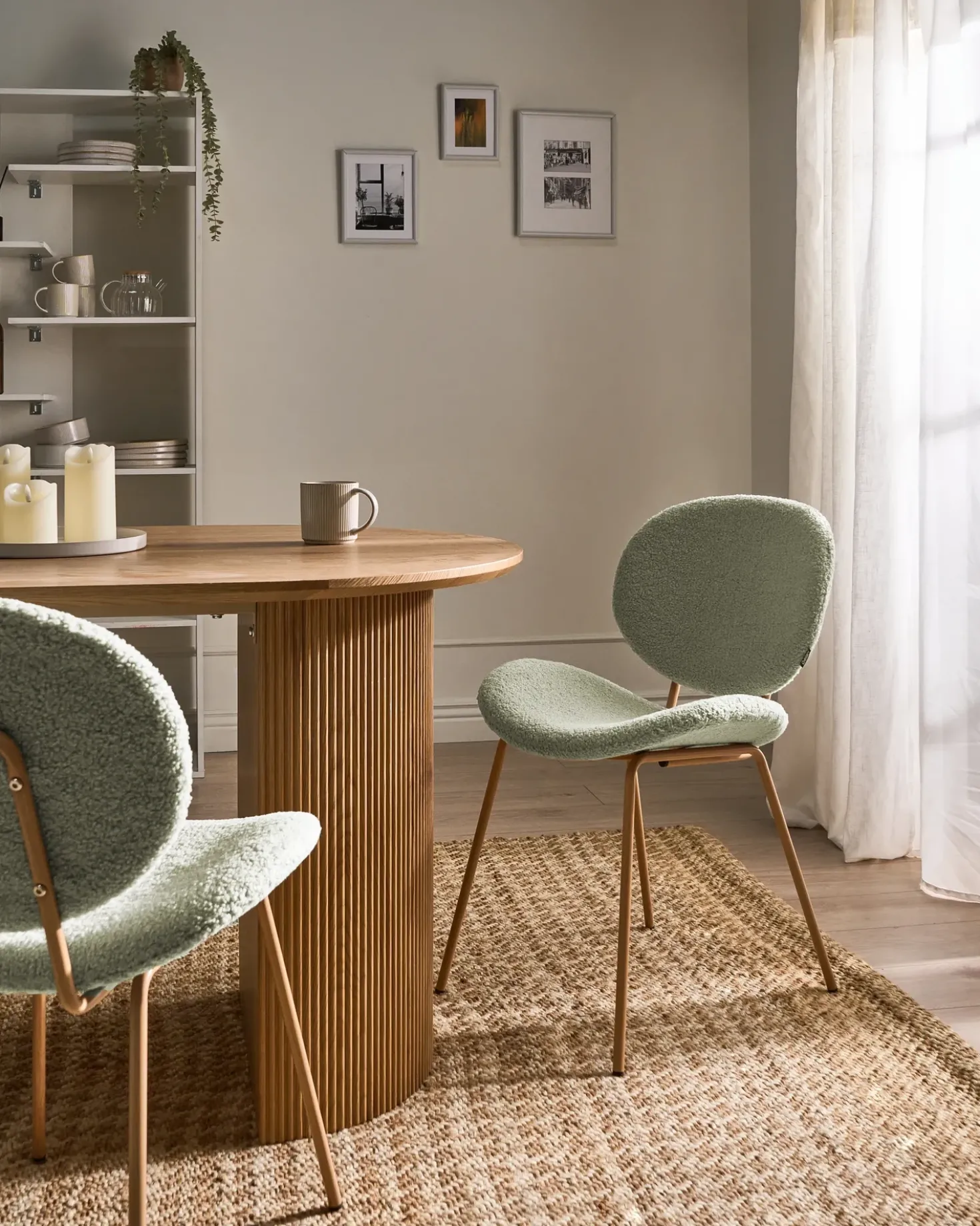 Set di 2 sedie da pranzo LUANA Bouclé Verde chiaro