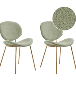Set di 2 sedie da pranzo LUANA Bouclé Verde chiaro