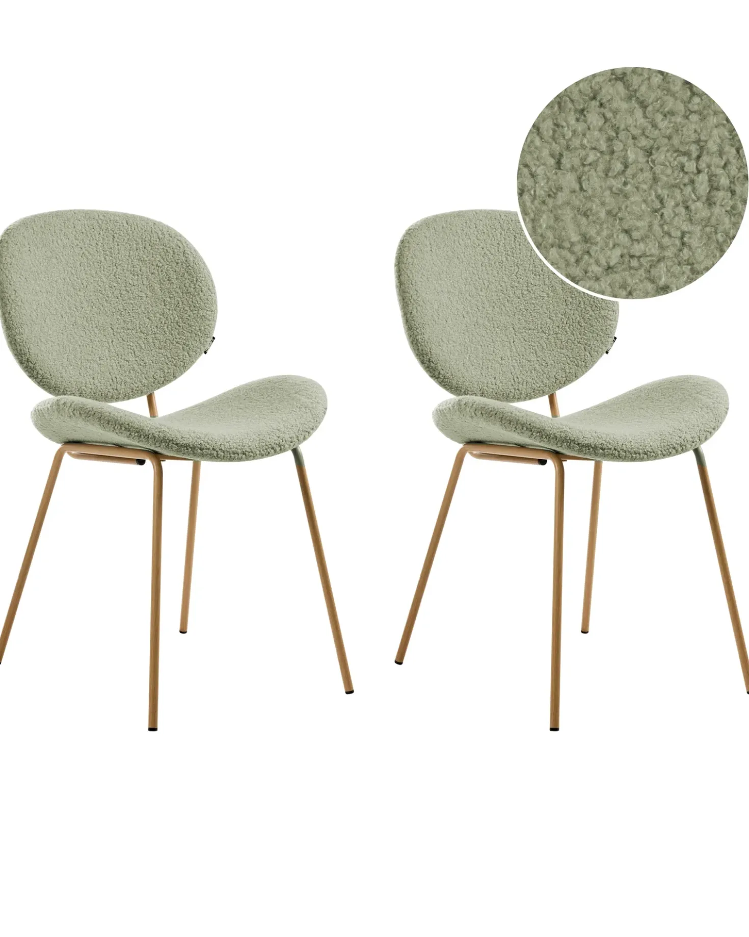 Set di 2 sedie da pranzo LUANA Bouclé Verde chiaro