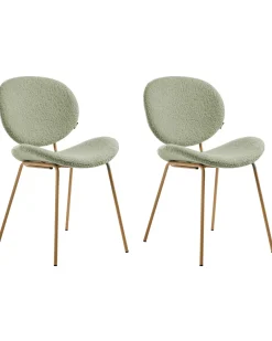 Set di 2 sedie da pranzo LUANA Bouclé Verde chiaro