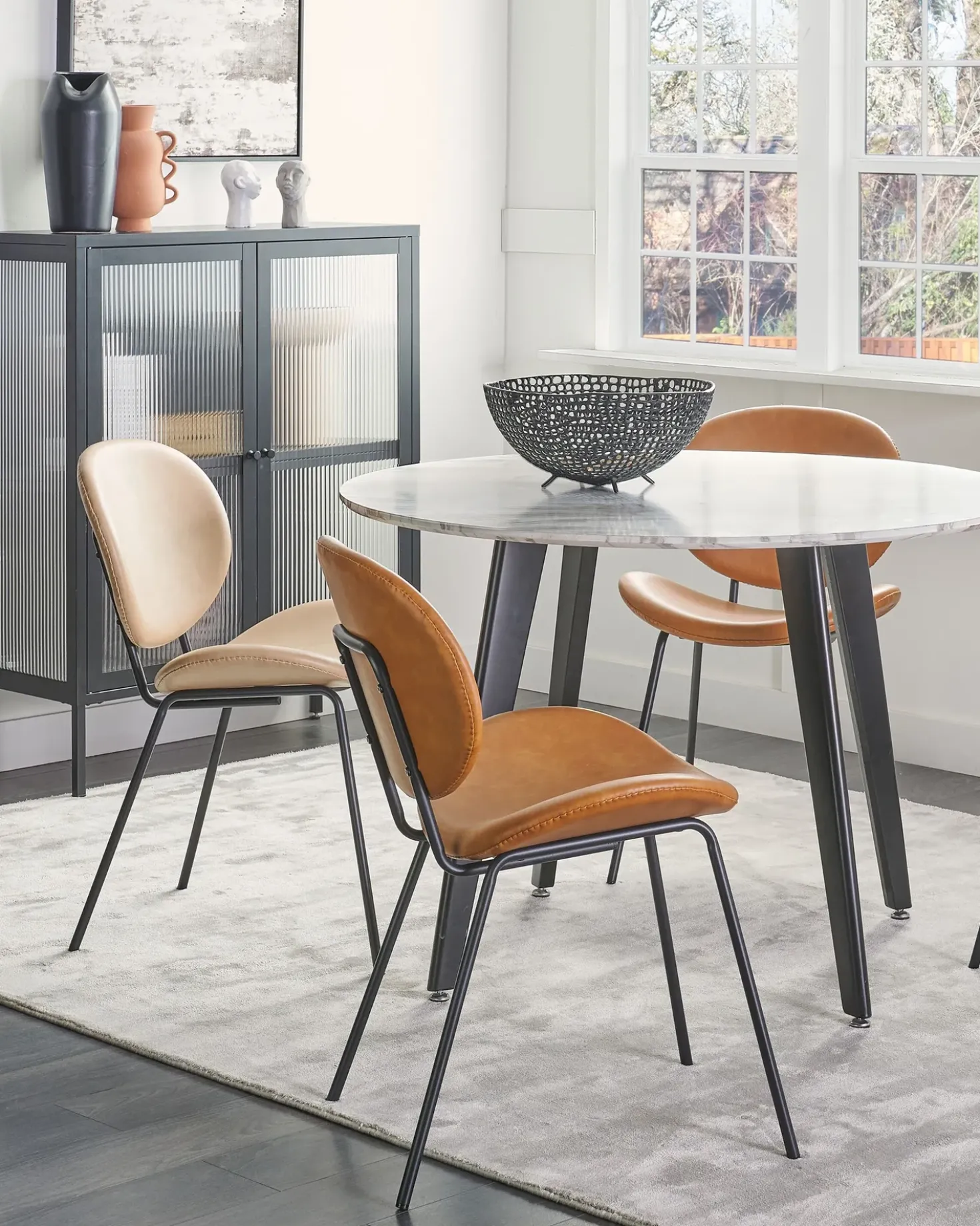 Set di 2 sedie da pranzo LUANA Pelle sintetica Marrone dorato