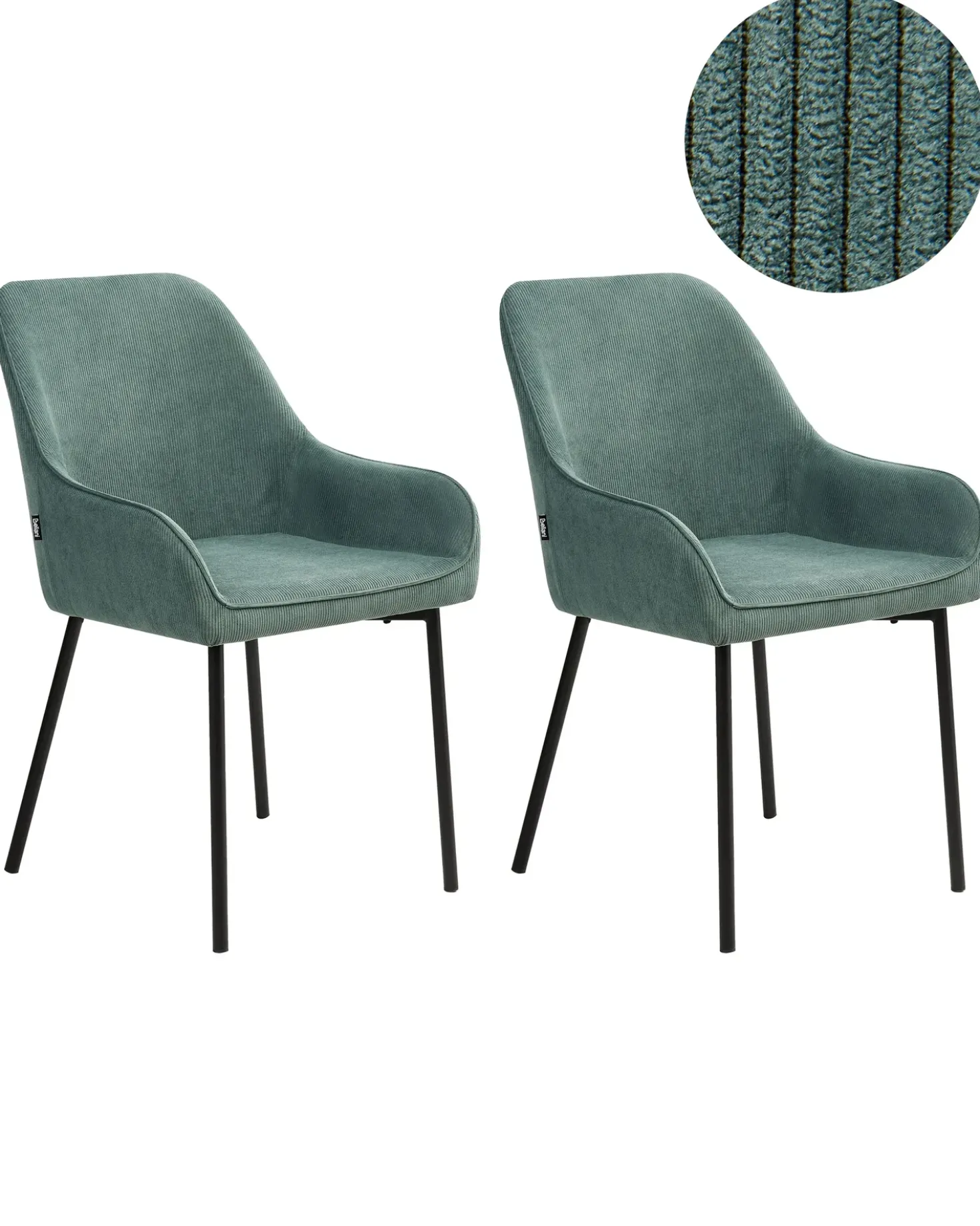 Set di 2 sedie da pranzo LOVERNA Velluto a coste Verde