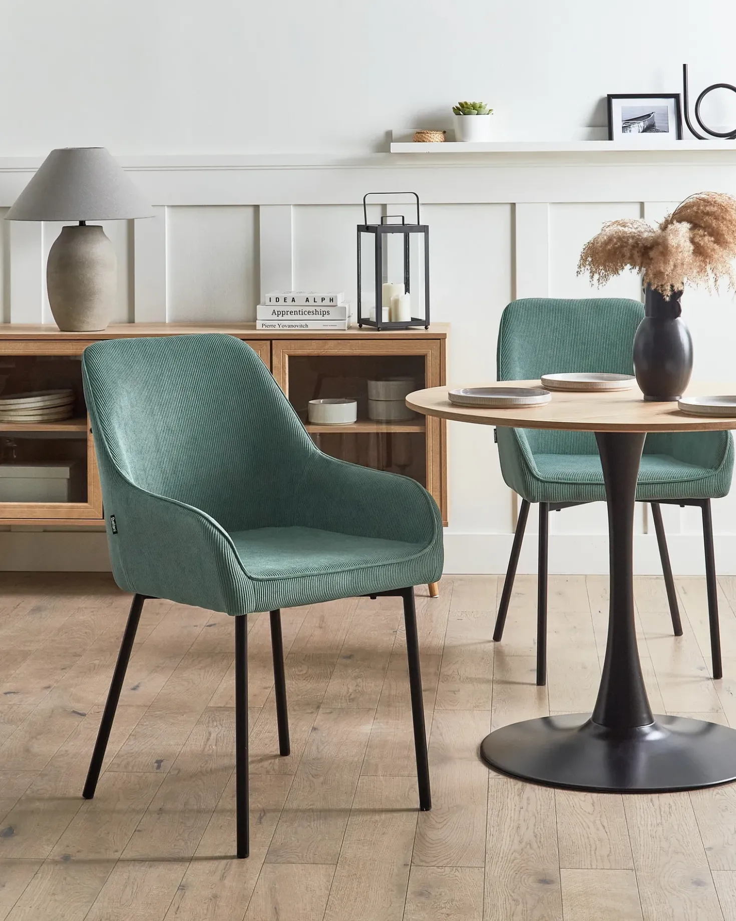 Set di 2 sedie da pranzo LOVERNA Velluto a coste Verde