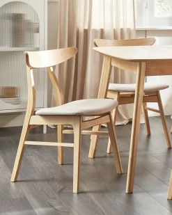 Set di 2 sedie da pranzo LYNN Legno Marrone chiaro/Beige