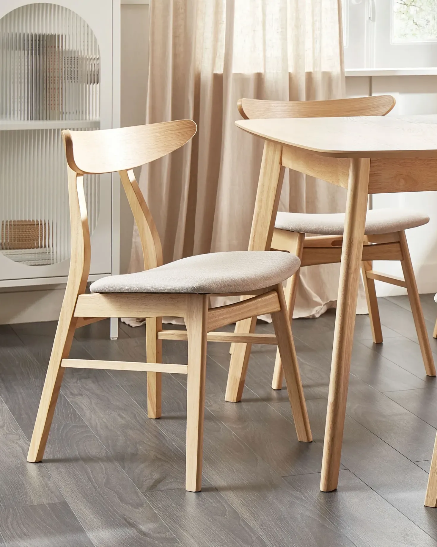 Set di 2 sedie da pranzo LYNN Legno Marrone chiaro/Beige