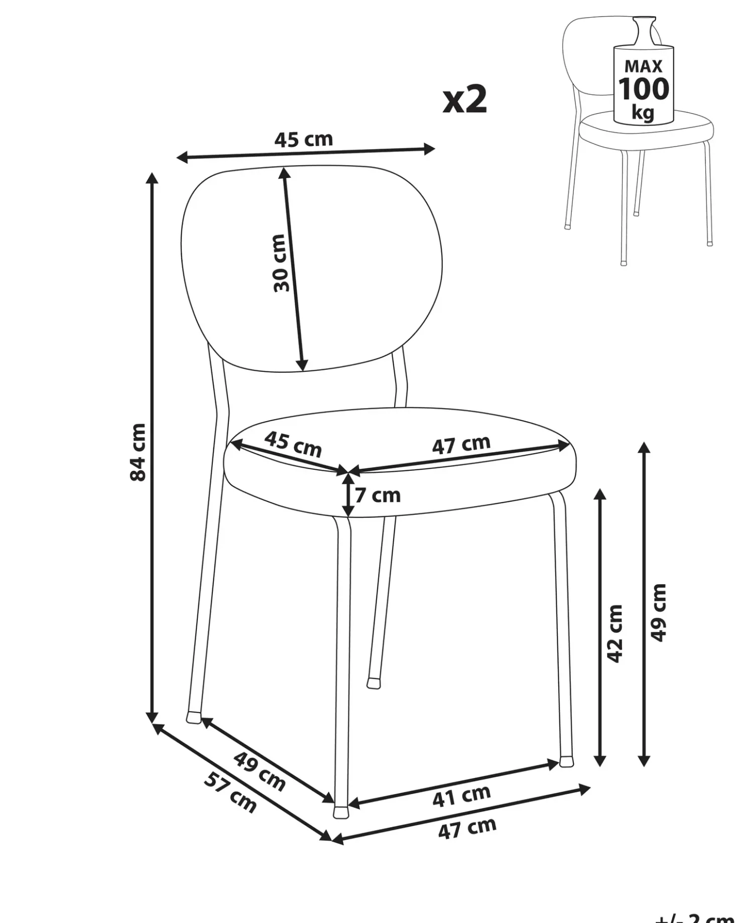 Set di 2 sedie da pranzo LOLETA Tessuto Marrone chiaro
