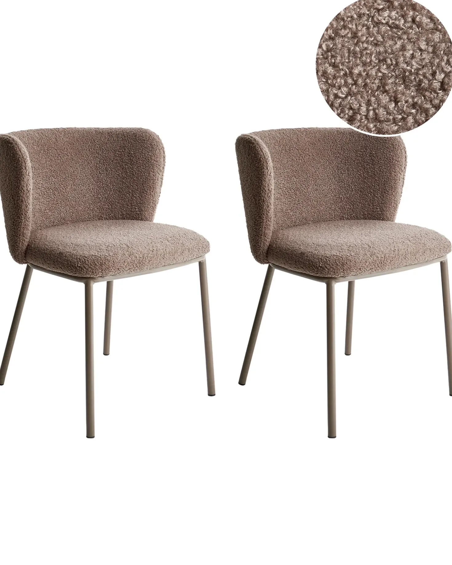 Set di 2 sedie da pranzo MINA II Bouclé Marrone chiaro