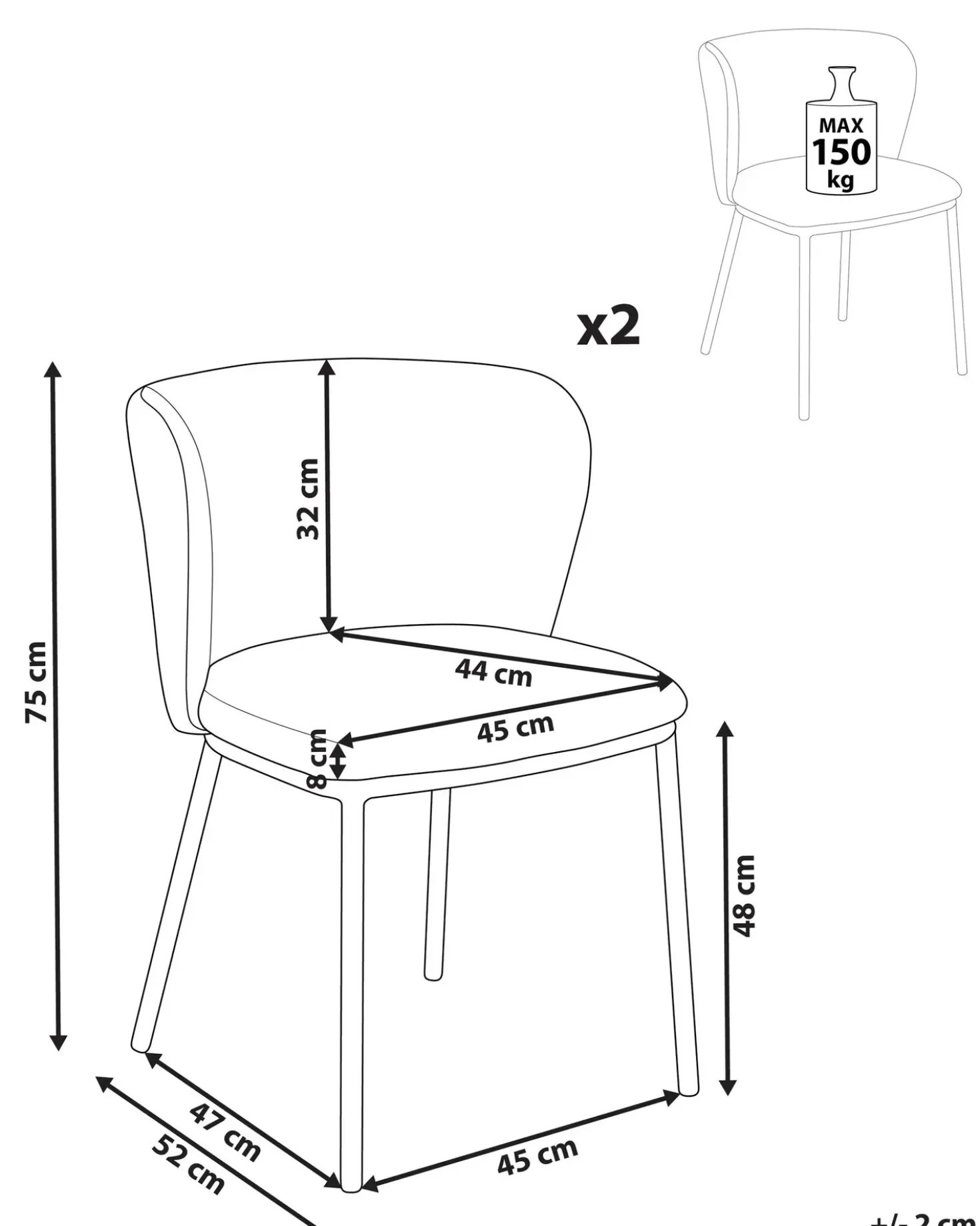 Set di 2 sedie da pranzo MINA II Bouclé Marrone chiaro