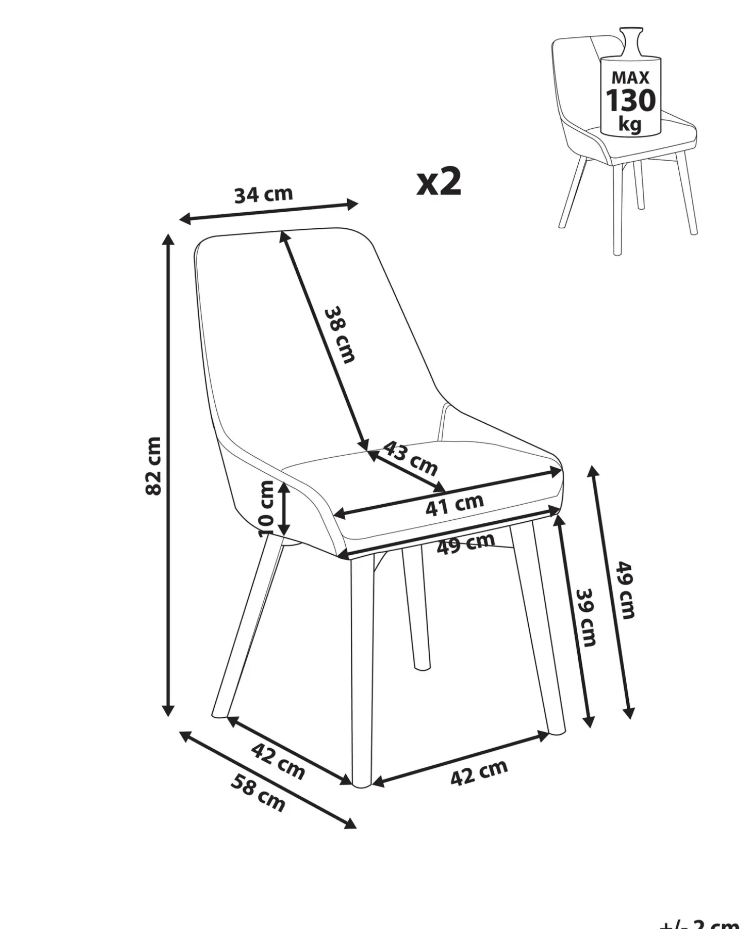 Set di 2 sedie da pranzo MELFORT Tessuto Beige sabbia