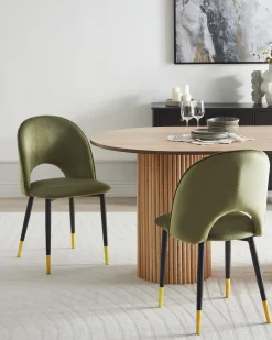 Set di 2 sedie da pranzo MAGALIA Velluto Verde oliva