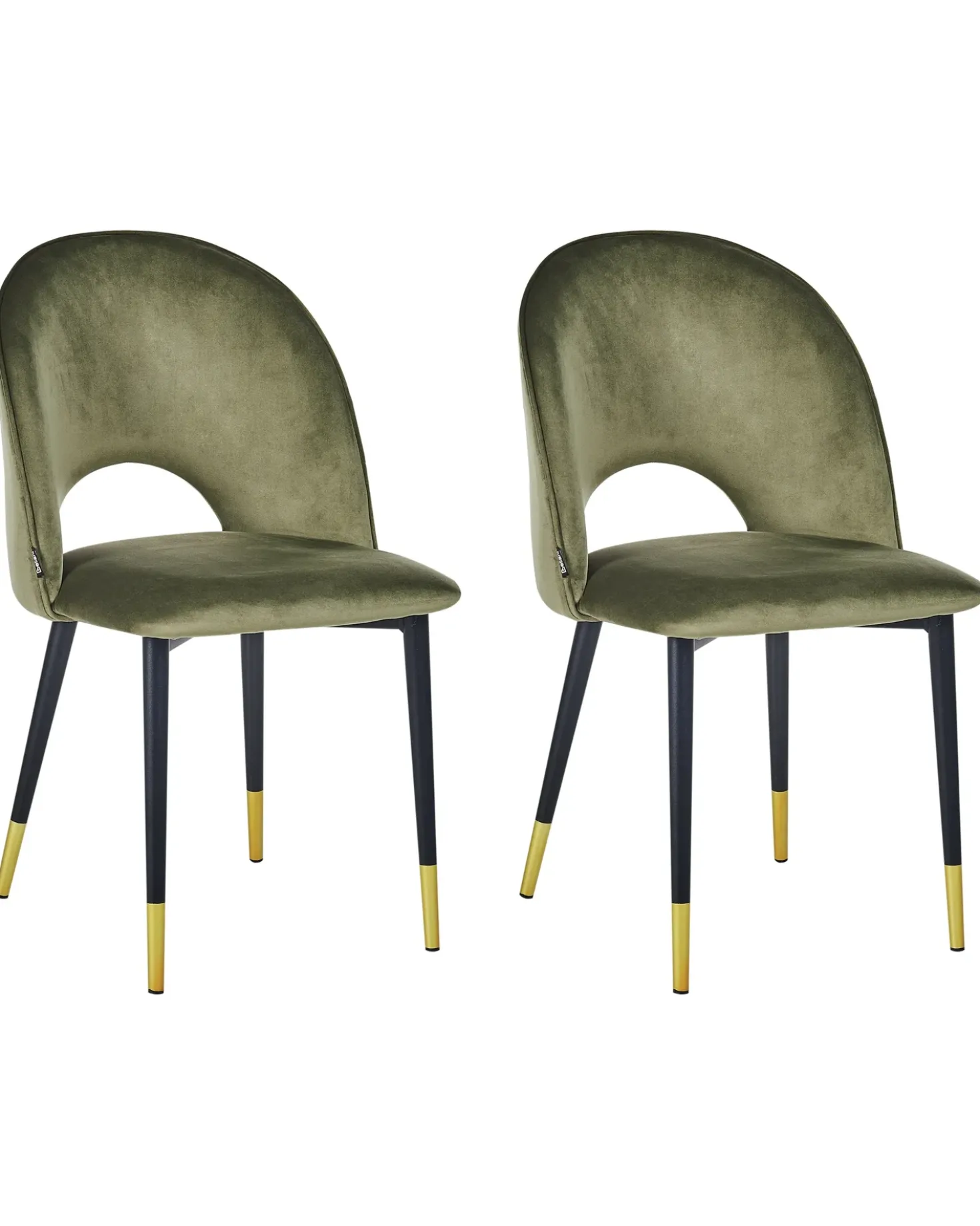 Set di 2 sedie da pranzo MAGALIA Velluto Verde oliva