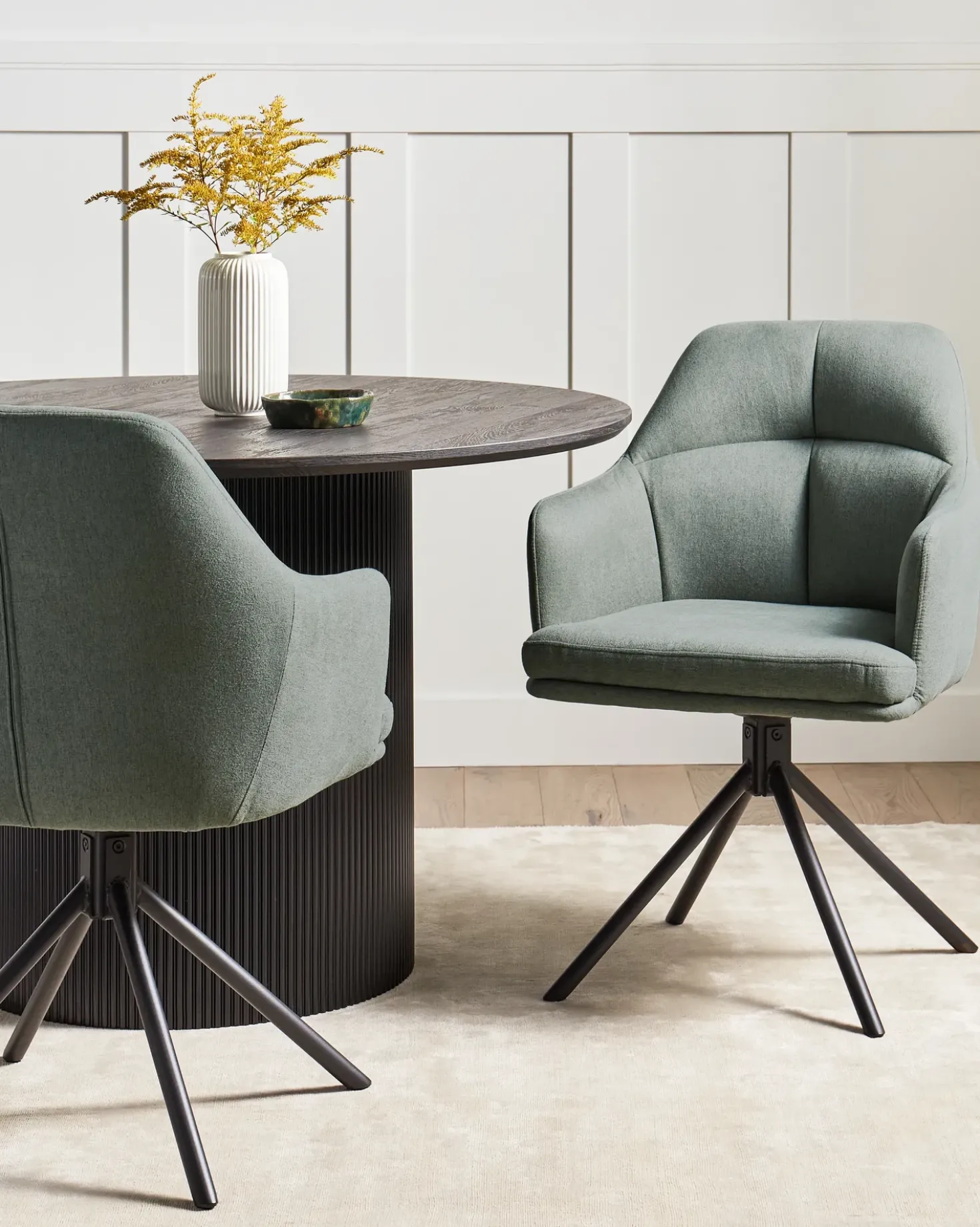 Set di 2 sedie da pranzo MIRA Tessuto Verde