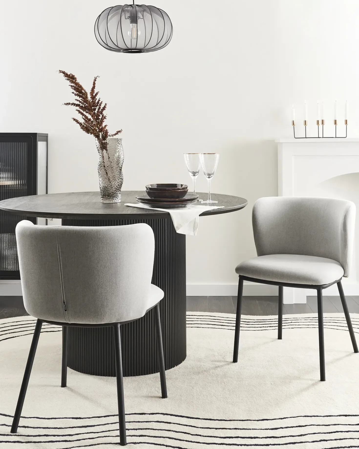 Set di 2 sedie da pranzo MINA Tessuto Grigio chiaro