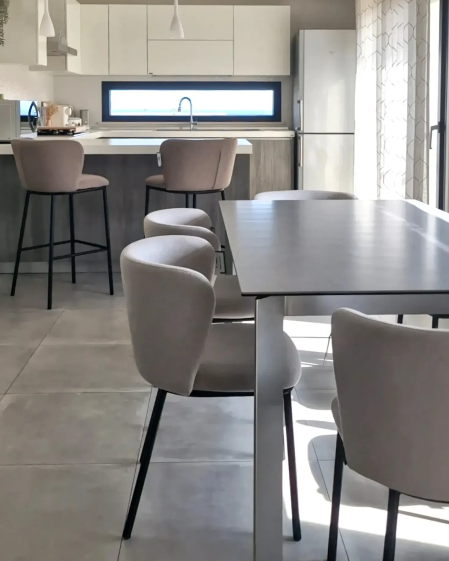 Set di 2 sedie da pranzo MINA Tessuto Grigio chiaro