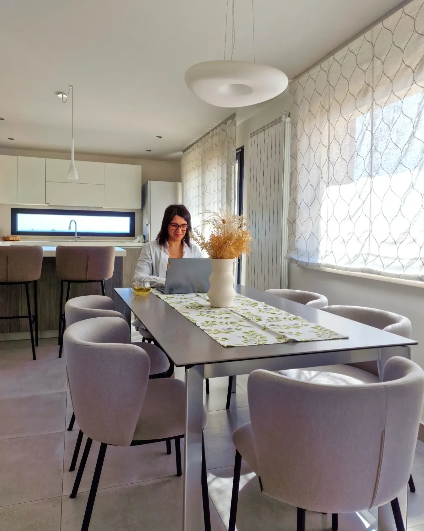 Set di 2 sedie da pranzo MINA Tessuto Grigio chiaro