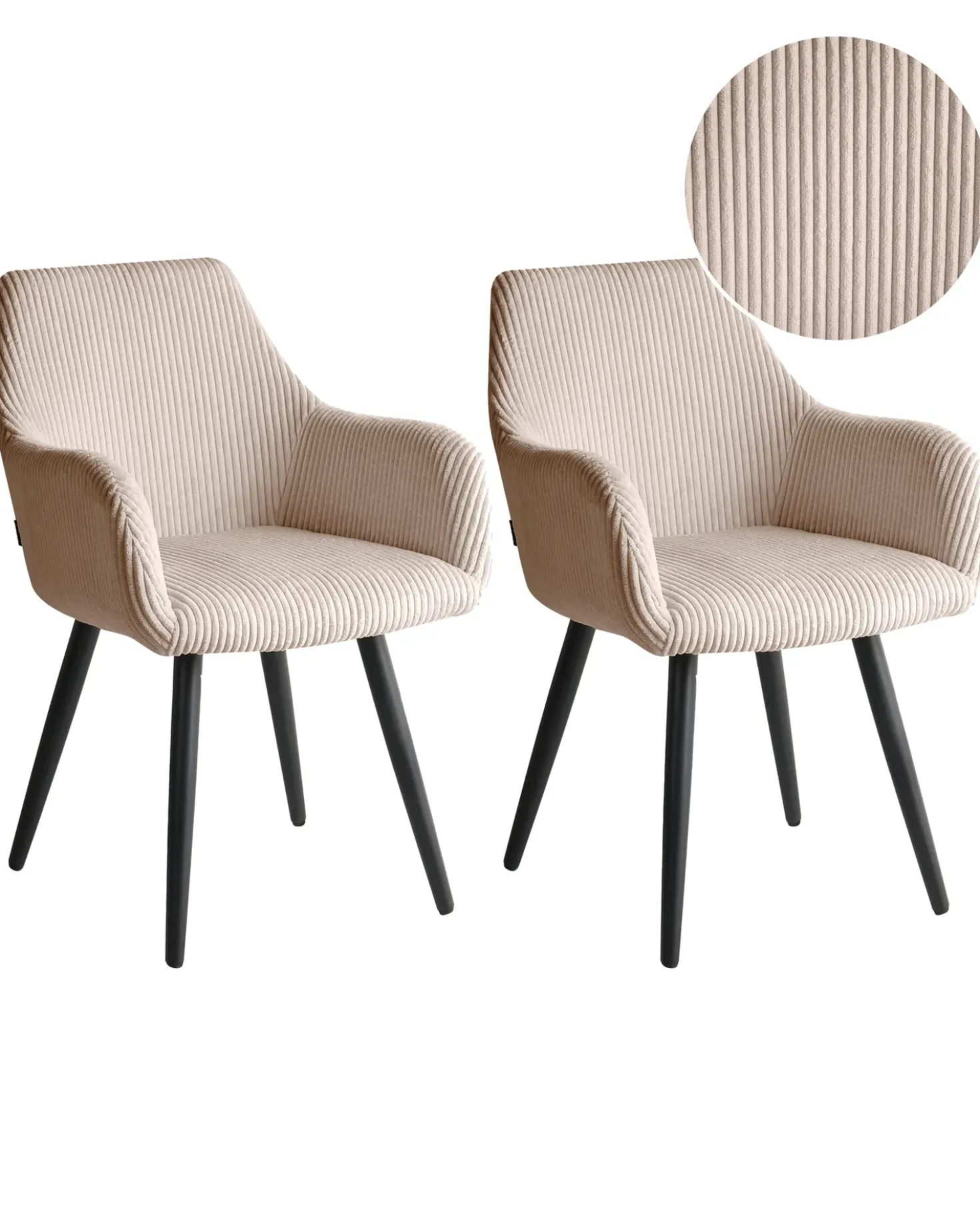 Set di 2 sedie da pranzo MORI Velluto a coste Beige