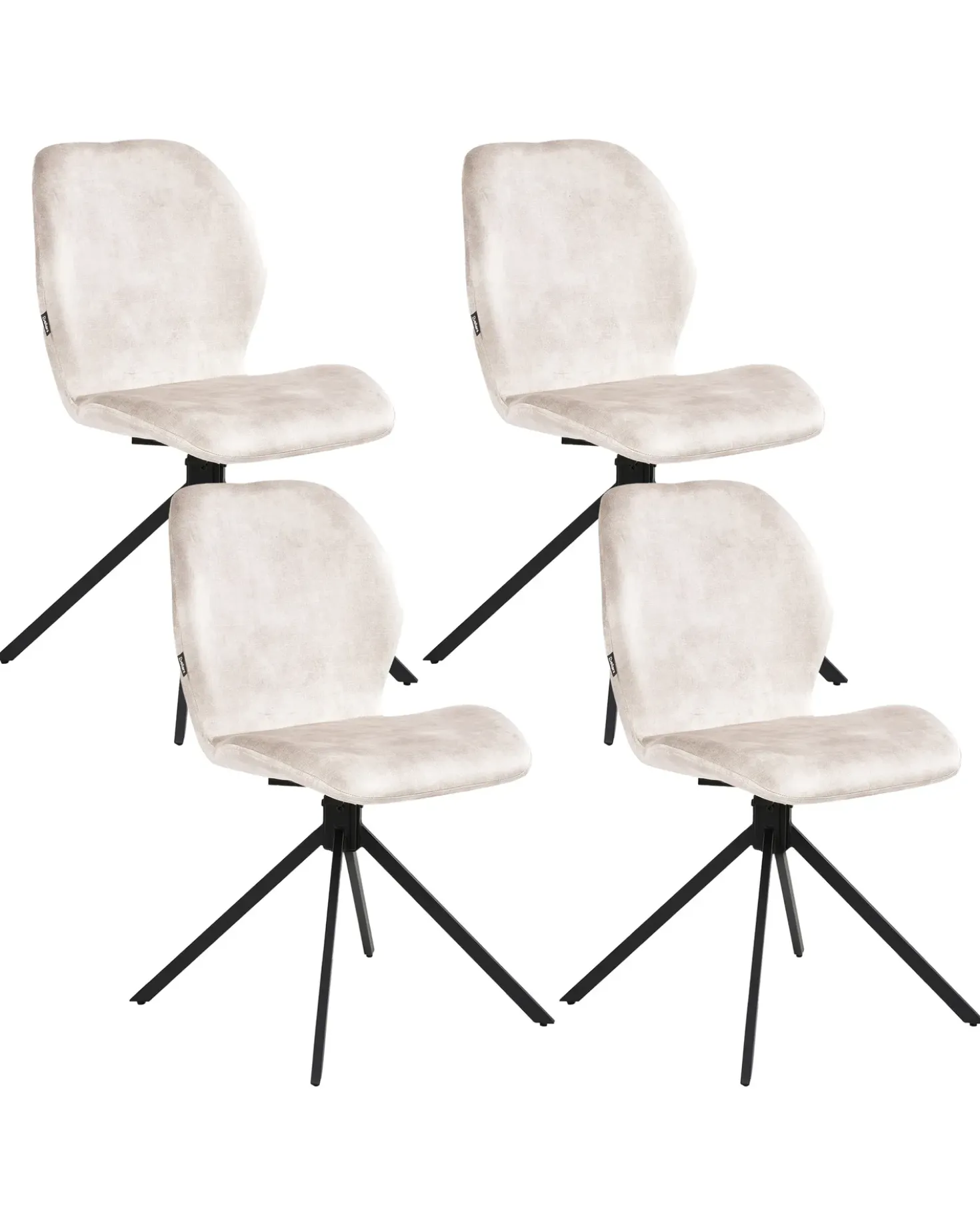 Set di 4 sedie da pranzo MORRISON Velluto Beige chiaro