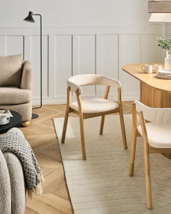 Set di 2 sedie da pranzo MYLO Tessuto Marrone chiaro/Bianco sporco