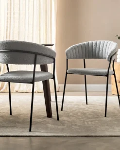 Set di 2 sedie da pranzo MARIPOSA Bouclé Grigio