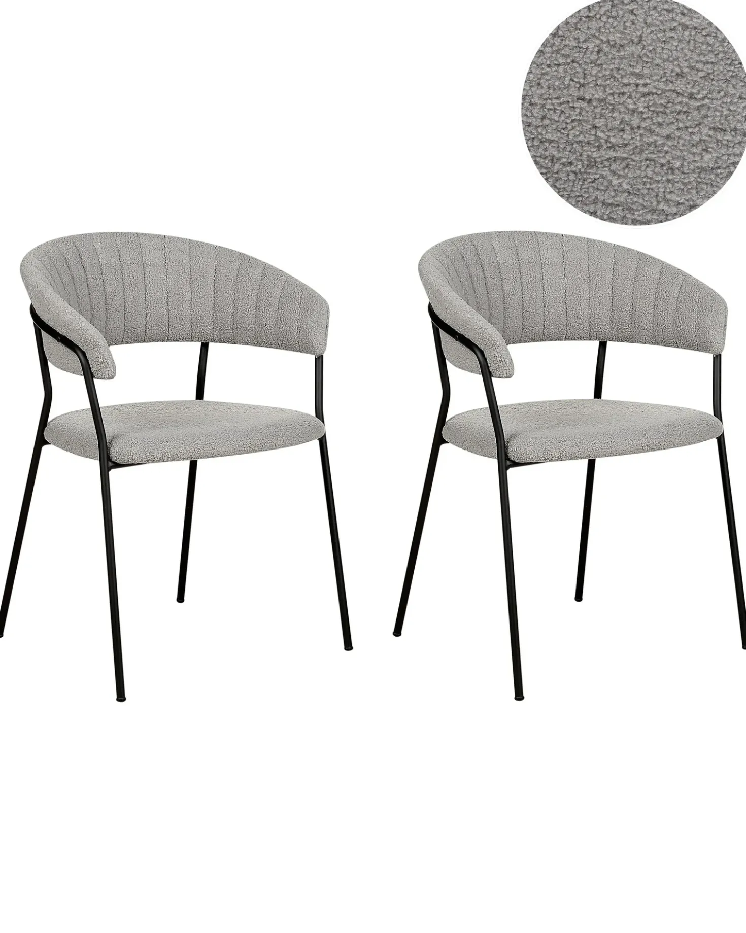 Set di 2 sedie da pranzo MARIPOSA Bouclé Grigio