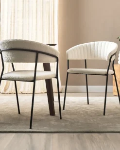 Set di 2 sedie da pranzo MARIPOSA Bouclé Bianco sporco