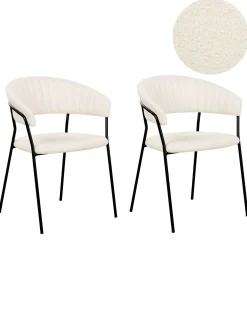 Set di 2 sedie da pranzo MARIPOSA Bouclé Bianco sporco