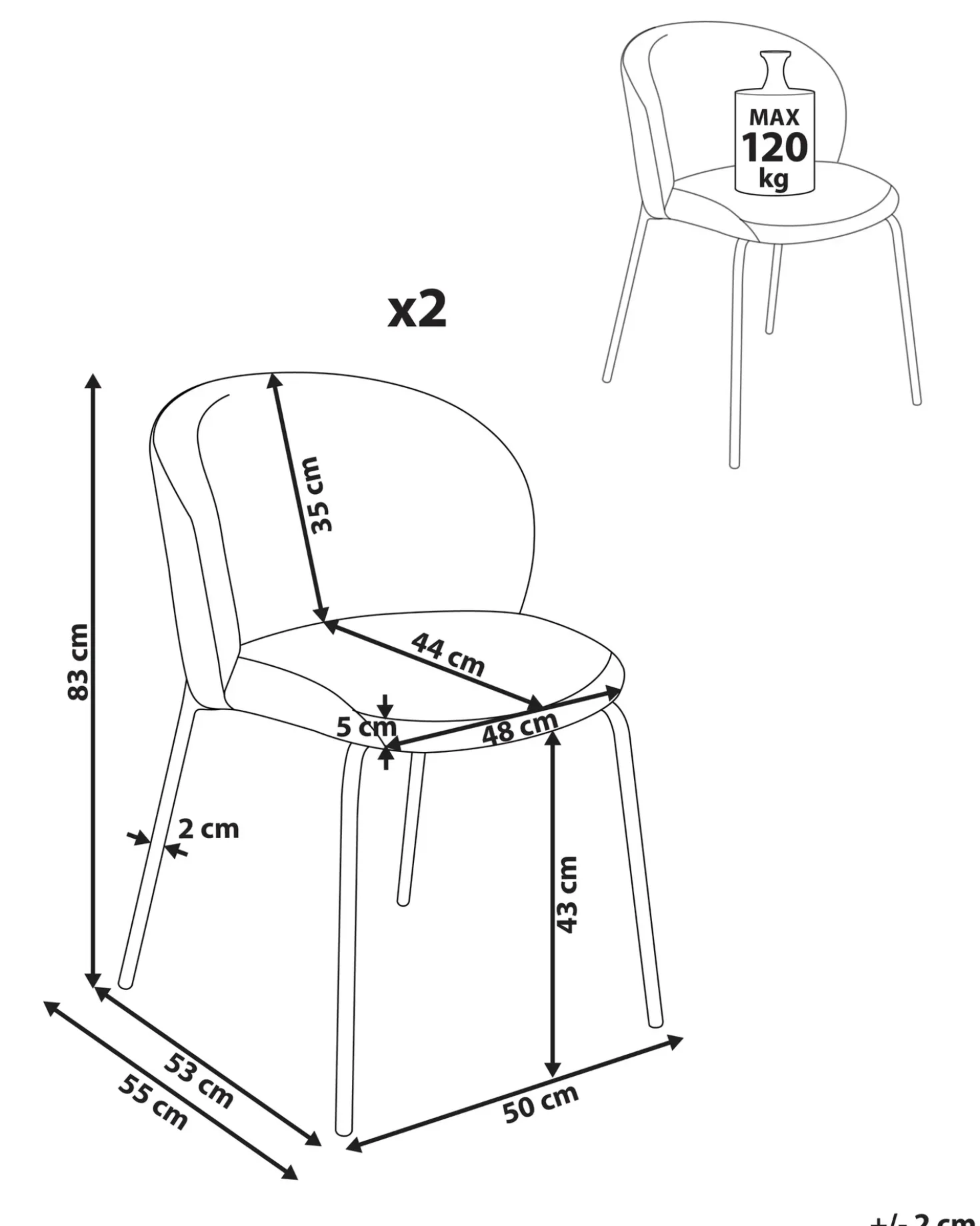Set di 2 sedie da pranzo MILES Velluto a coste Bianco sporco