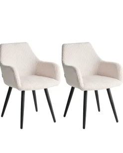 Set di 2 sedie da pranzo MORI Velluto a coste Beige chiaro
