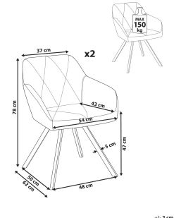 Set di 2 sedie da pranzo MONEE Tessuto Grigio scuro