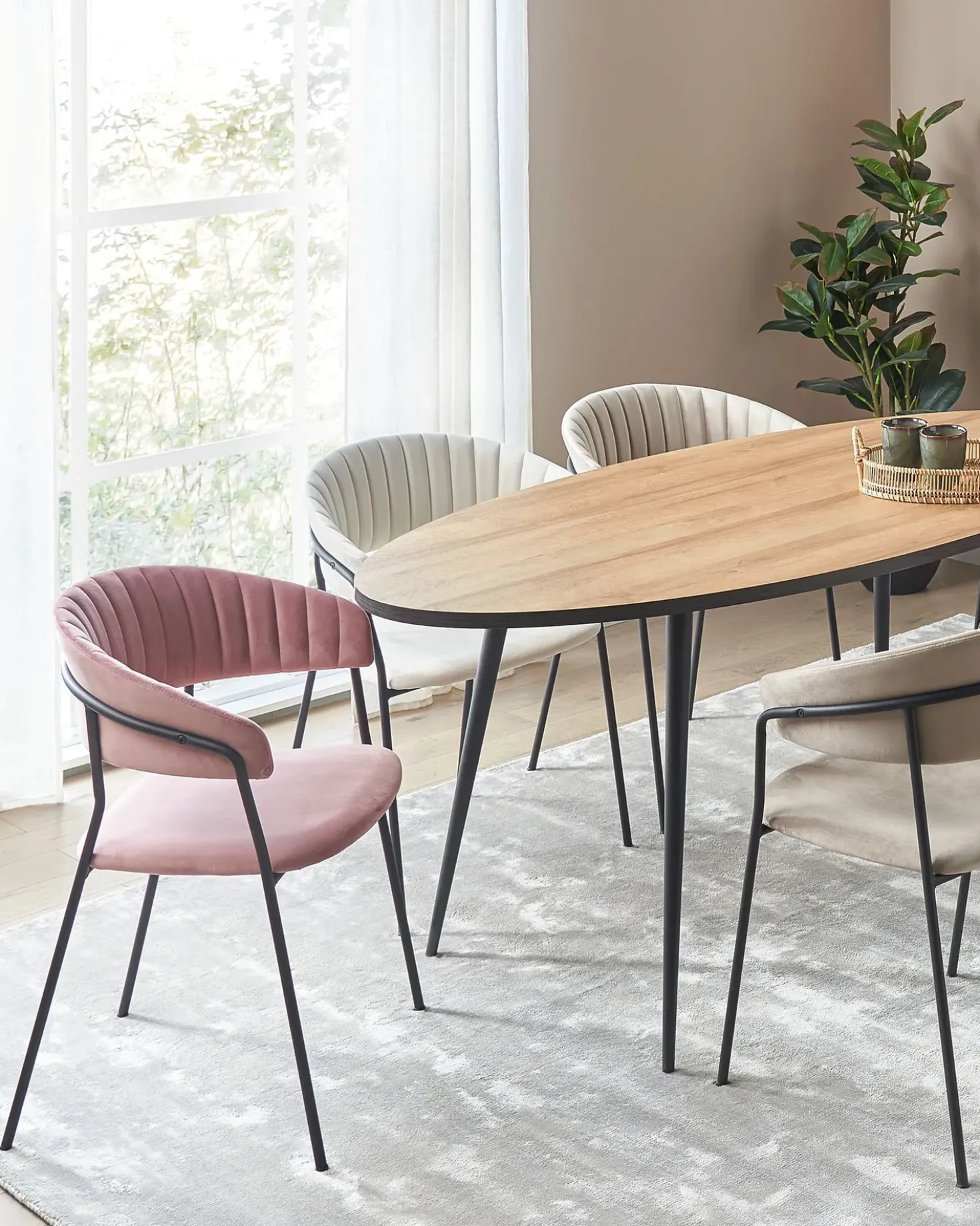 Set di 2 sedie da pranzo MARIPOSA Velluto Rosa