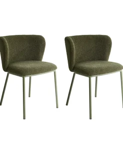Set di 2 sedie da pranzo MINA II Bouclé Verde scuro