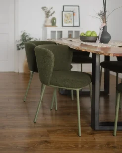 Set di 2 sedie da pranzo MINA II Bouclé Verde scuro