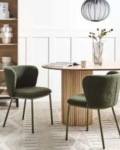 Set di 2 sedie da pranzo MINA II Bouclé Verde scuro