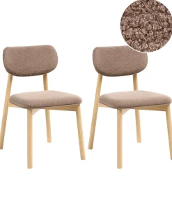Set di 2 sedie da pranzo MILLS Bouclé Marrone chiaro/Tortora