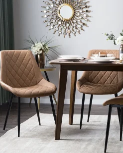 Set di 2 sedie da pranzo MARIBEL Pelle sintetica Marrone dorato