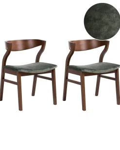 Set di 2 sedie da pranzo MAROA Legno Verde scuro/Marrone