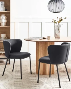 Set di 2 sedie da pranzo MINA Tessuto Nero