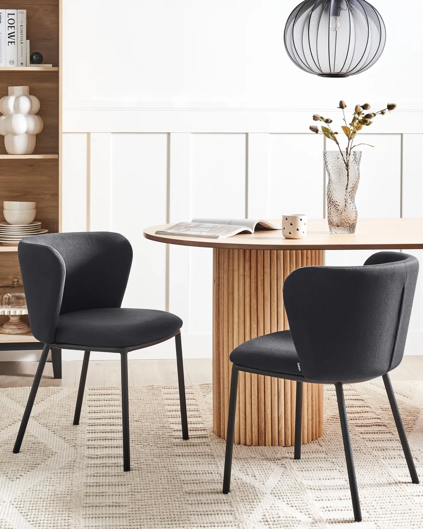 Set di 2 sedie da pranzo MINA Tessuto Nero