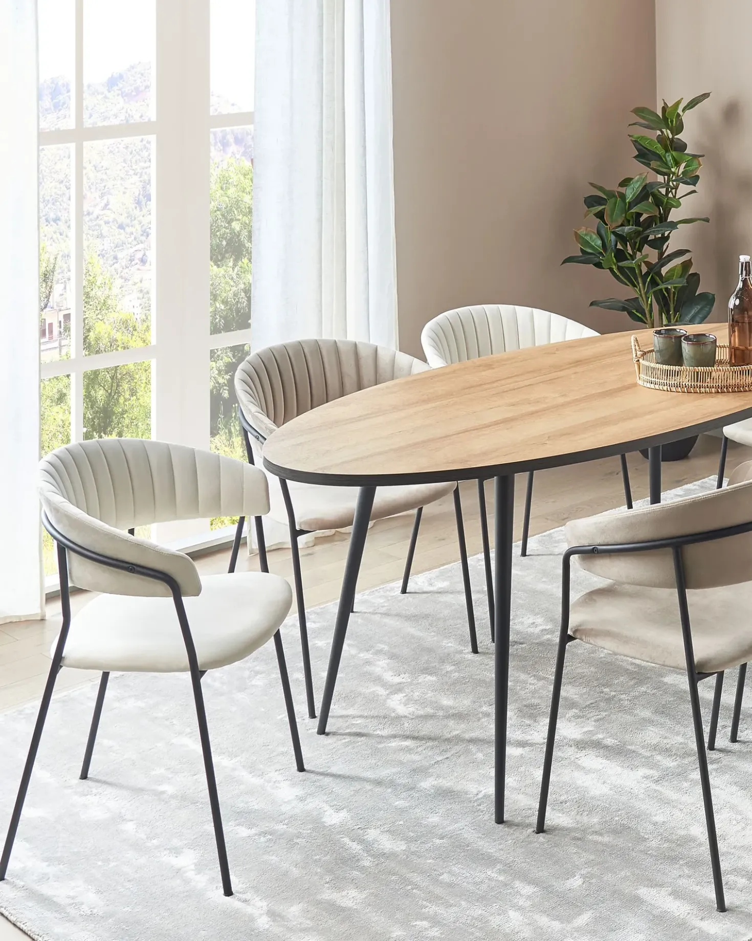 Set di 2 sedie da pranzo MARIPOSA Velluto Bianco sporco