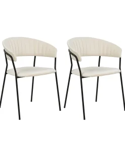Set di 2 sedie da pranzo MARIPOSA Velluto Bianco sporco
