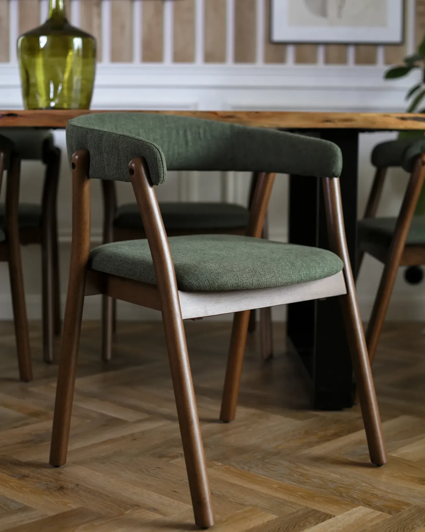Set di 2 sedie da pranzo MYLO Tessuto Marrone scuro/Verde