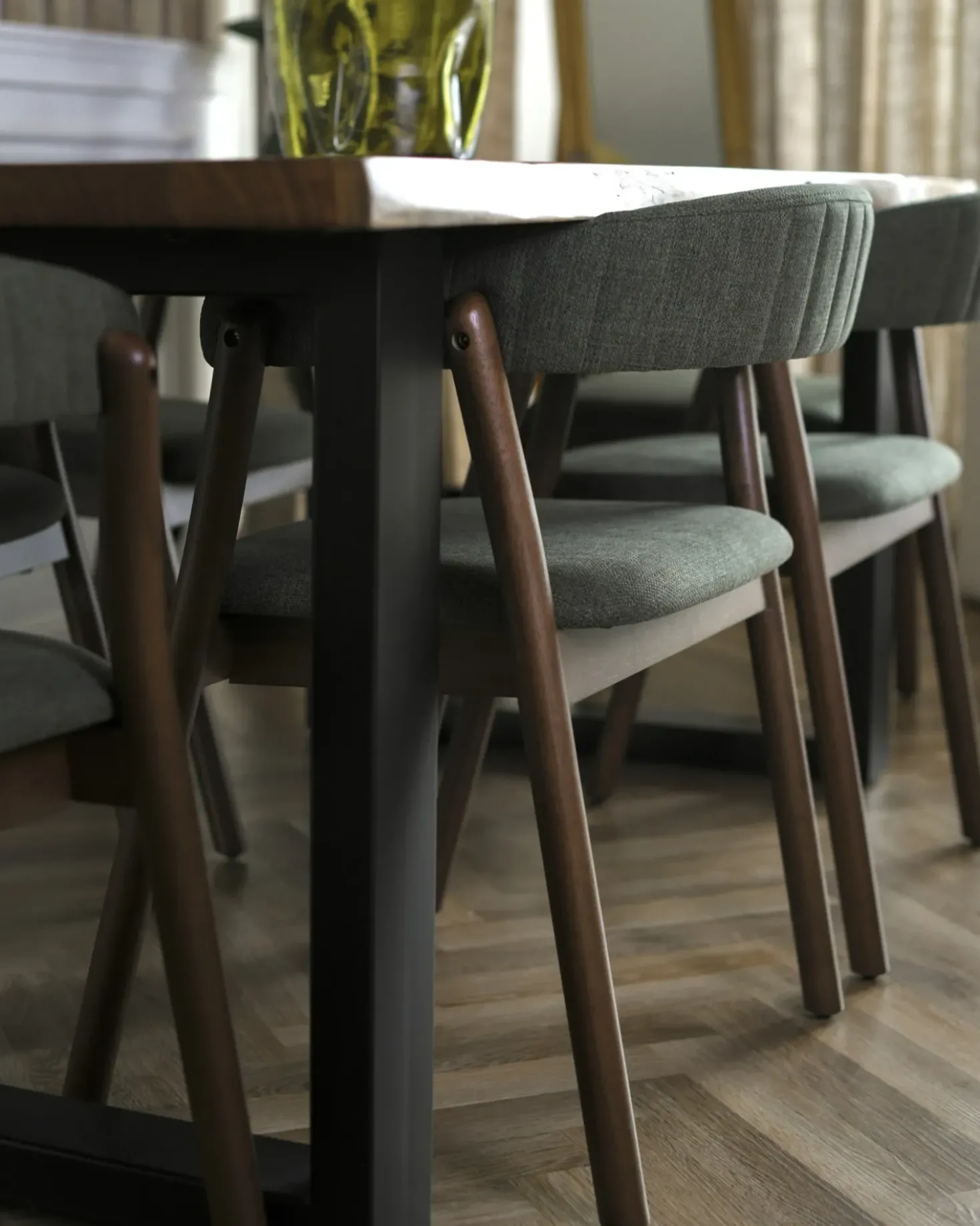 Set di 2 sedie da pranzo MYLO Tessuto Marrone scuro/Verde