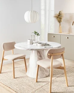 Set di 2 sedie da pranzo MILLS Bouclé Marrone chiaro/Beige chiaro