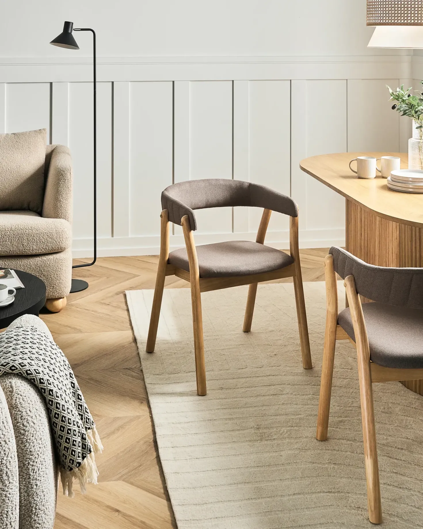Set di 2 sedie da pranzo MYLO Tessuto Marrone chiaro/Marrone