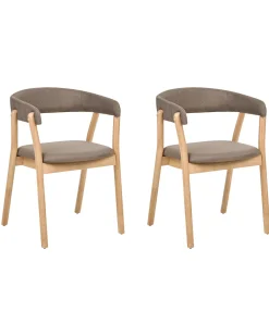 Set di 2 sedie da pranzo MYLO Tessuto Marrone chiaro/Marrone